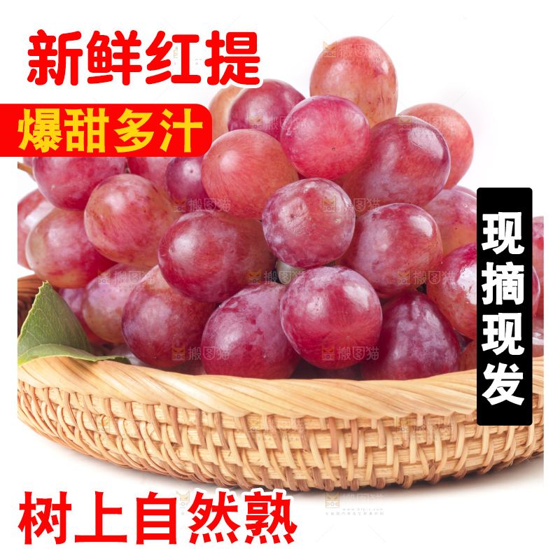 白底上篮子里的红提