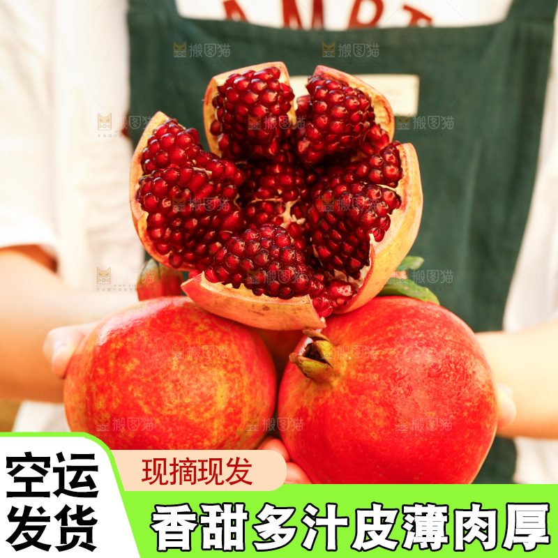 手上拿着突尼斯软籽石榴
