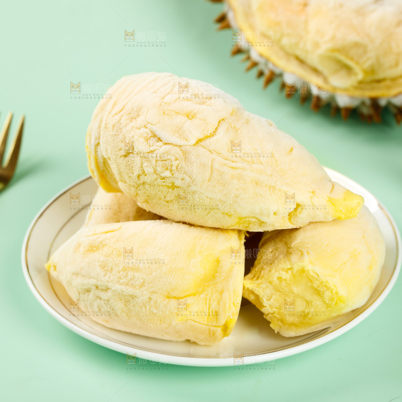 一盘冰冻榴莲果肉
