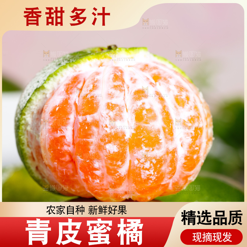 一堆新鲜青皮蜜桔
