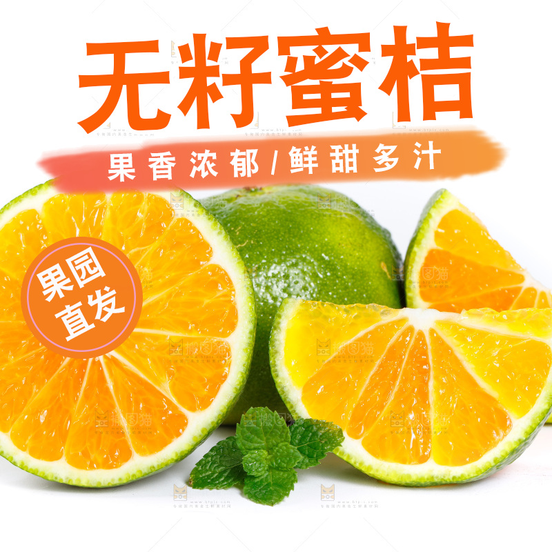 白底上的无籽蜜桔