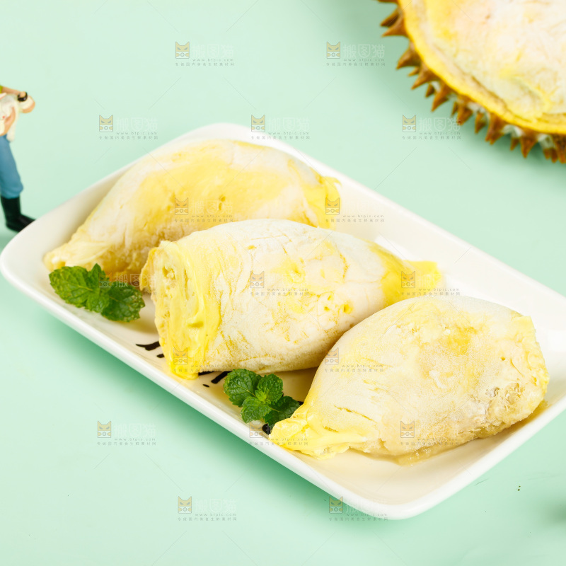 一盘冰冻榴莲果肉