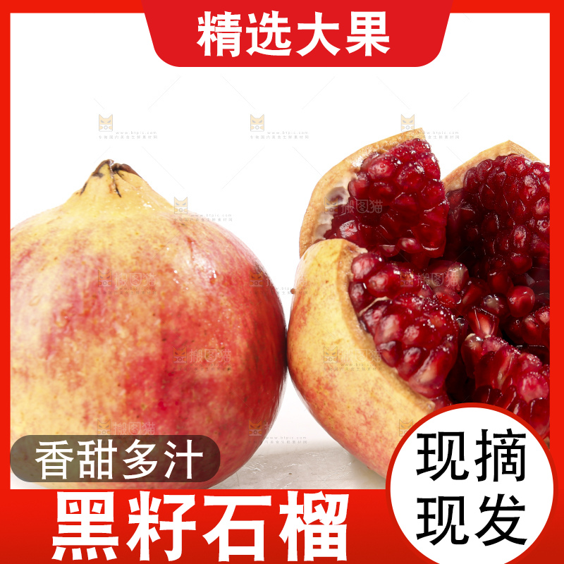 白底上的突尼斯软籽石榴
