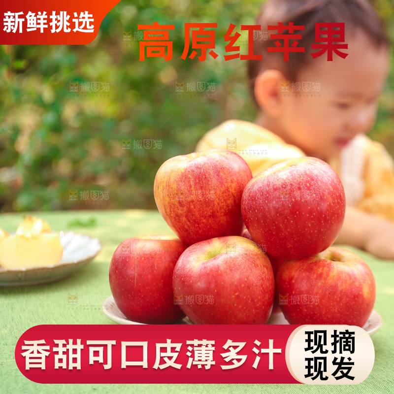 手里拿着高原红苹果
