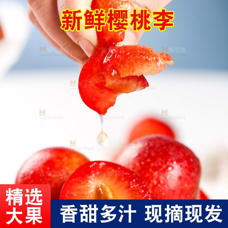 白底上的樱桃李