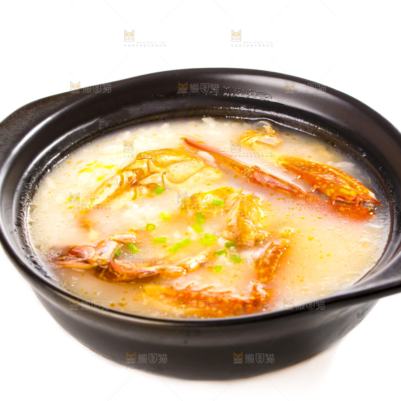 白底上放着梭子蟹粥