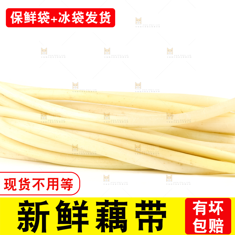 白底上摆放着新鲜藕带