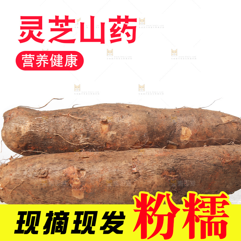 白底上放着灵芝山药