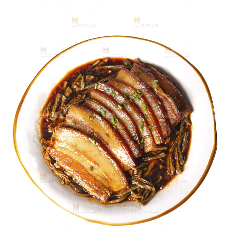 白底上的干豆角扣肉