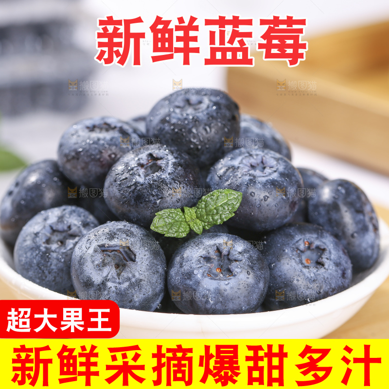 浅底上的新鲜蓝莓