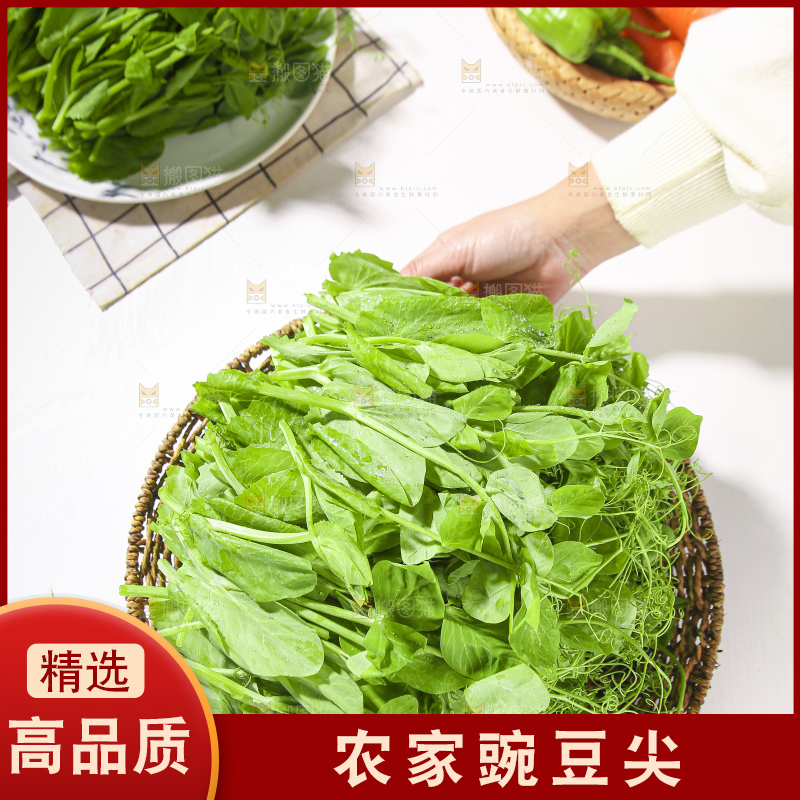 浅底上的豌豆尖