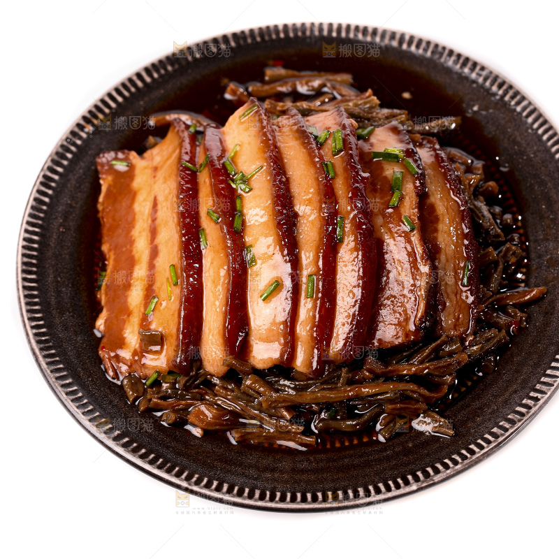 白底上的干豆角扣肉