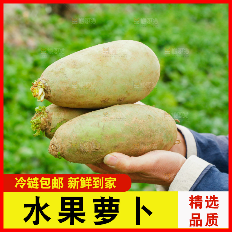 手里拿着水果萝卜