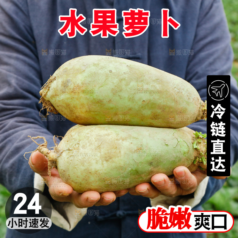 手里拿着水果萝卜