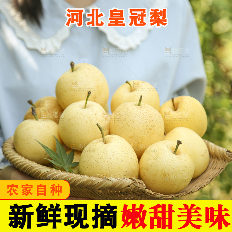 手里拿着新鲜皇冠梨