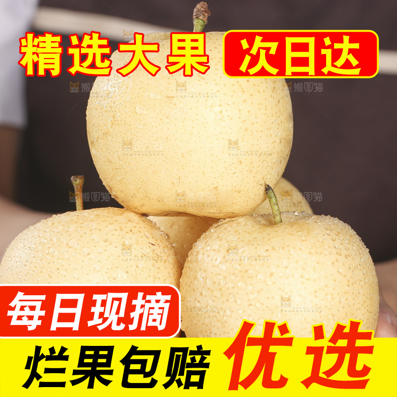 木底上的新鲜皇冠梨