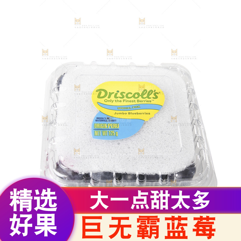白底上放着的新鲜蓝莓