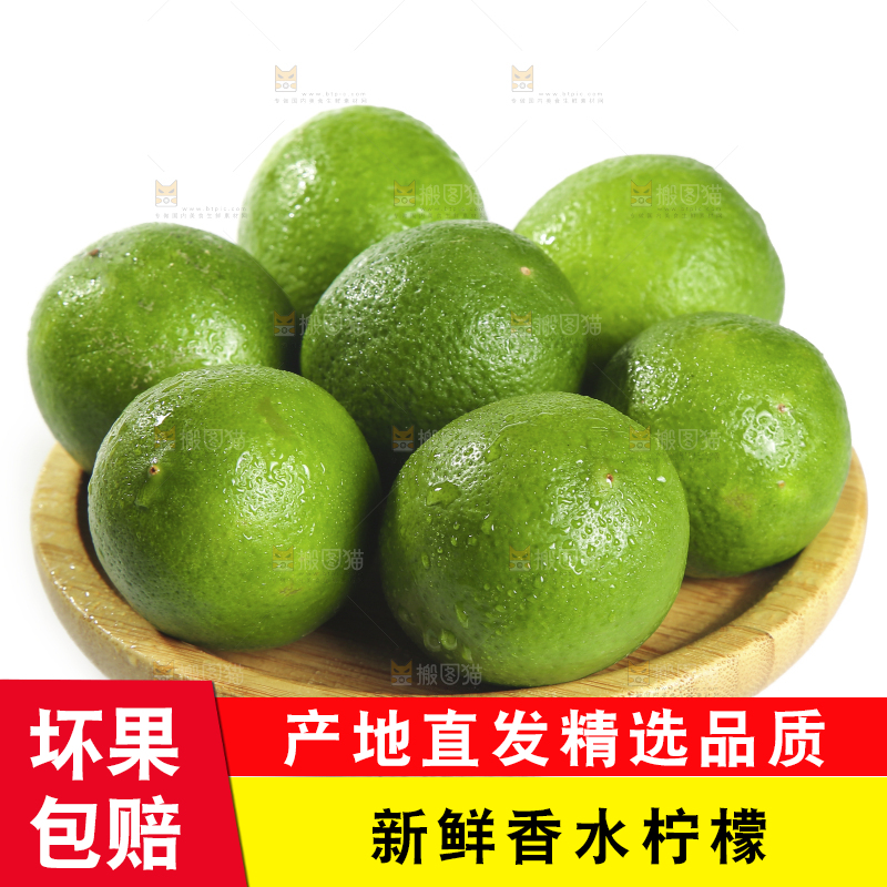 白底上的无籽香水柠檬