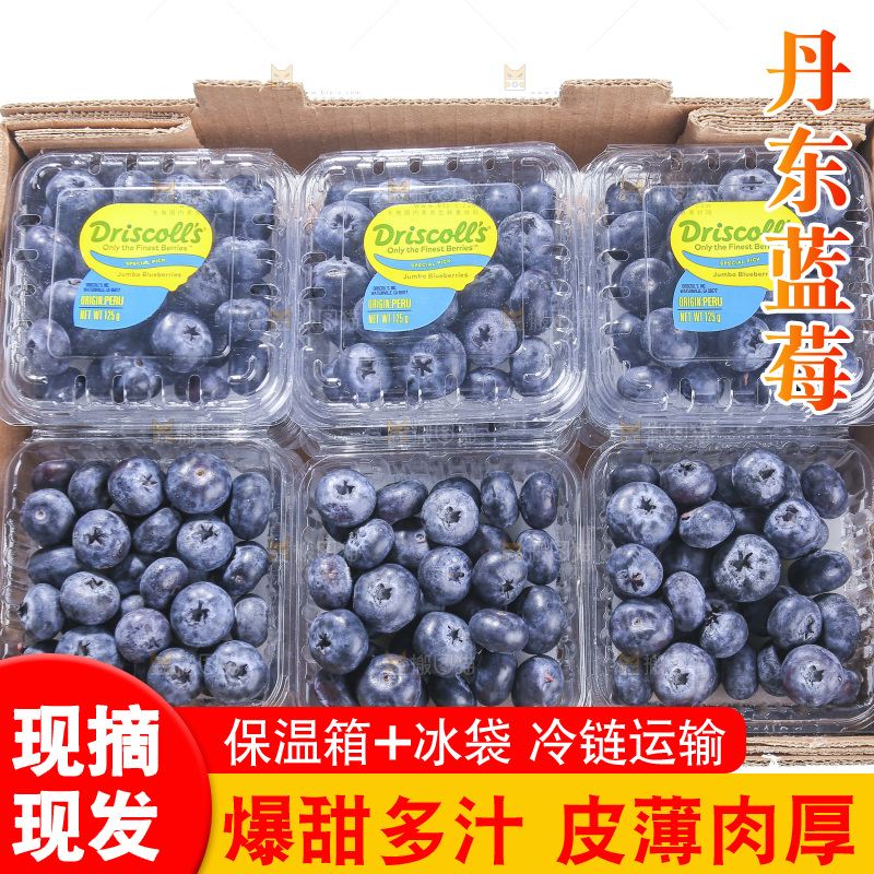 白底上放着的新鲜蓝莓