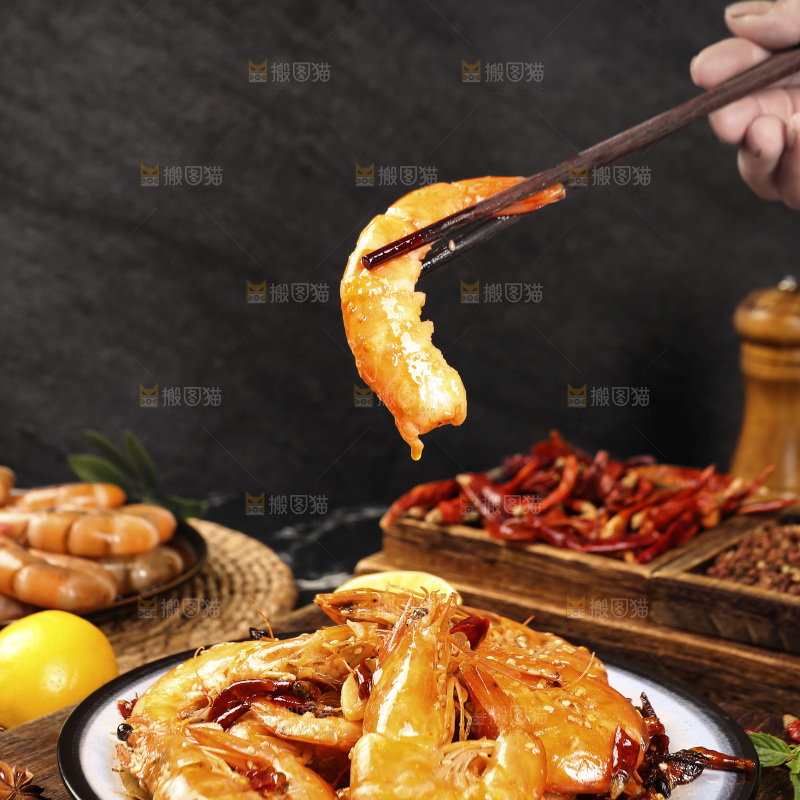 深底上的香辣大虾