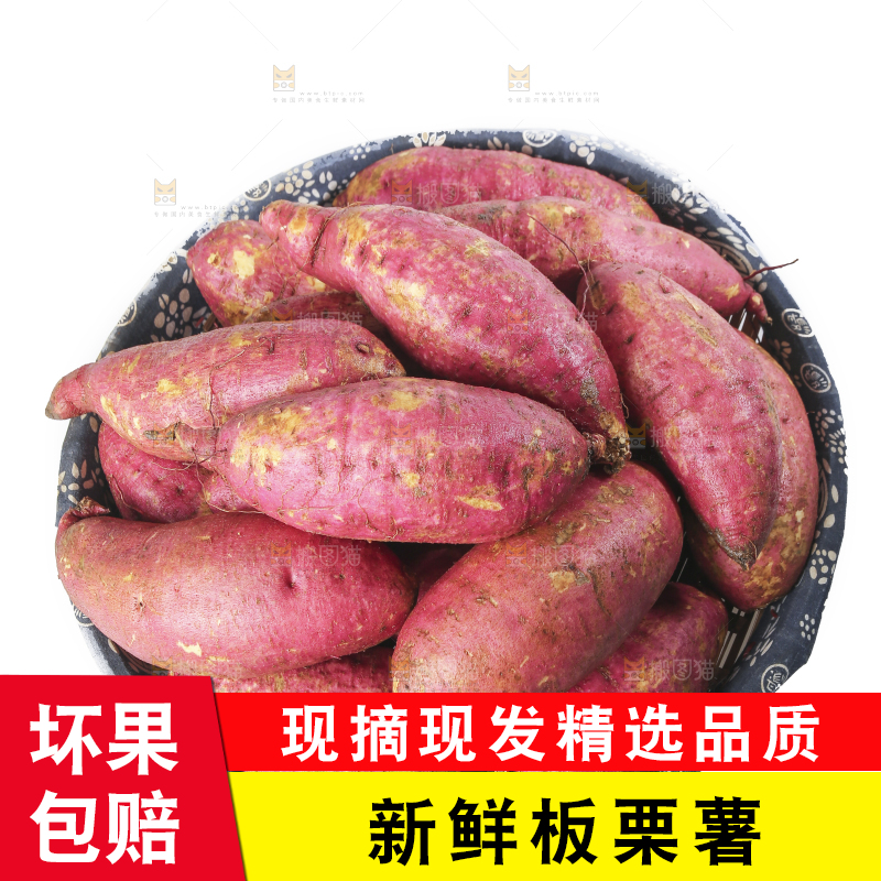 白底上的黄心板栗薯