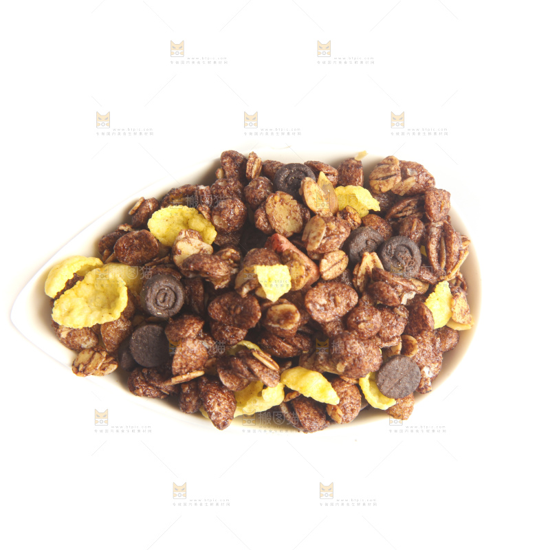 白底上的谷物麦片