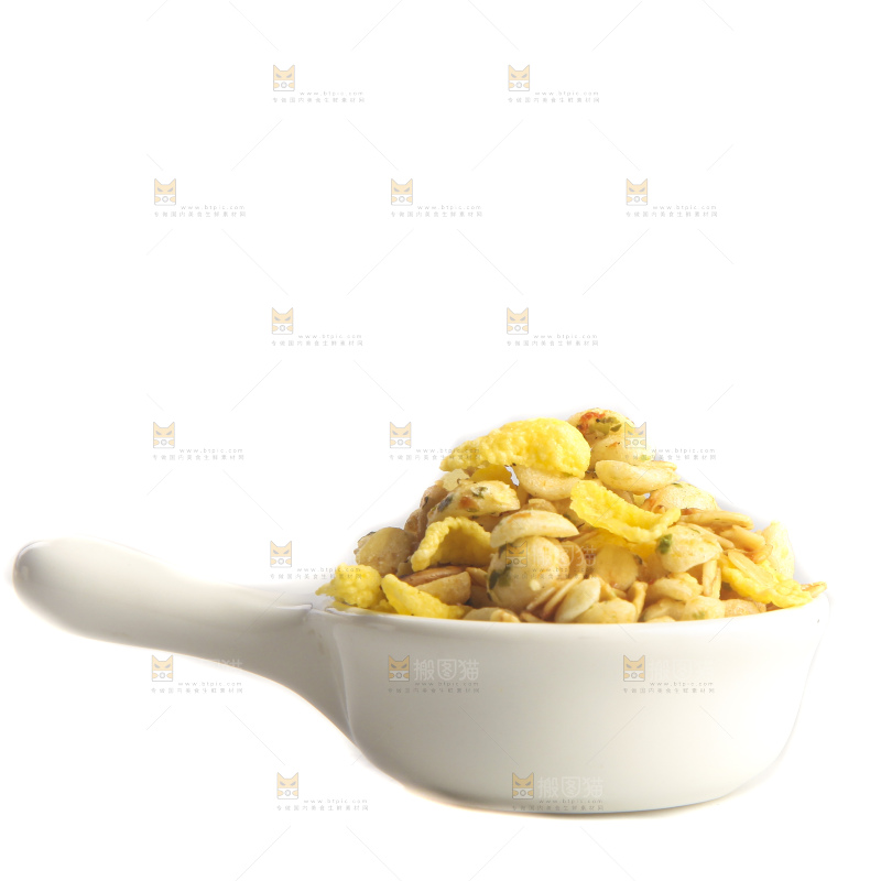 白底上的谷物麦片