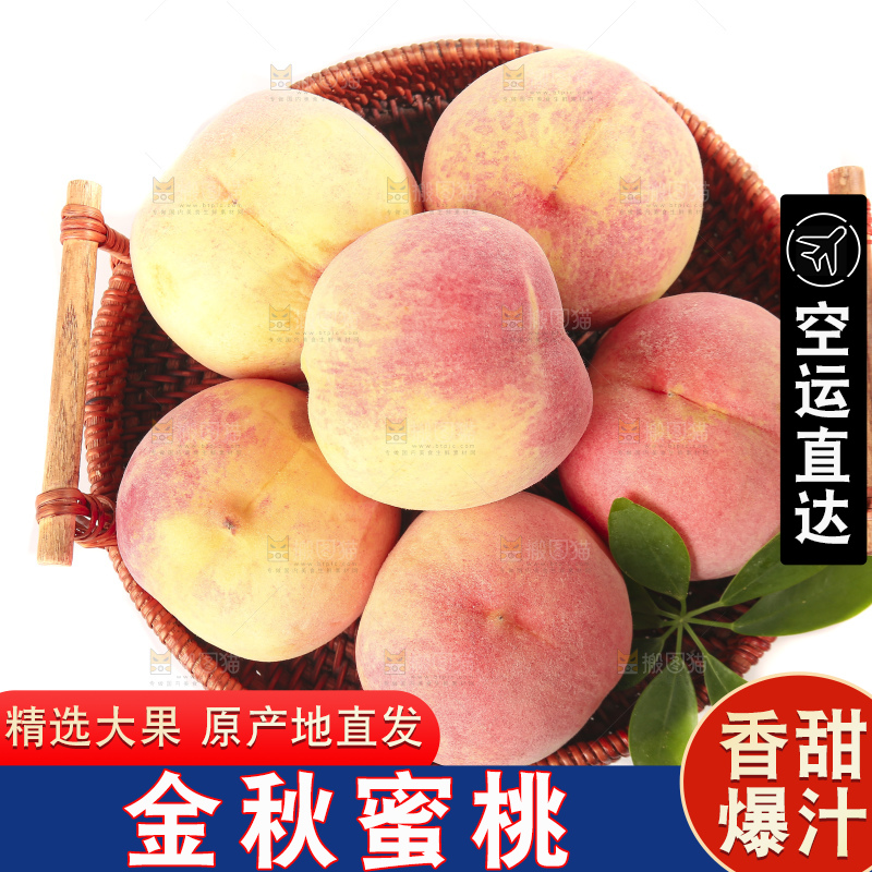 白底上的金秋红蜜桃
