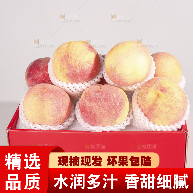 白底上的金秋红蜜桃