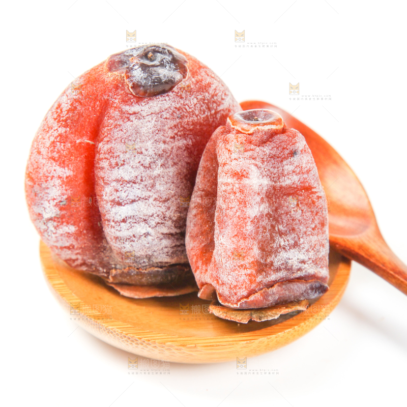 白底上放着吊柿饼