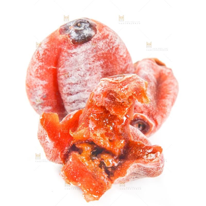 白底上放着吊柿饼