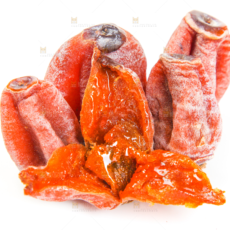 白底上放着吊柿饼
