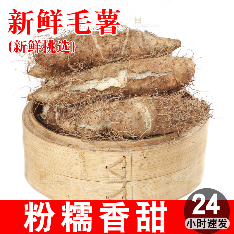白底上的新鲜毛薯