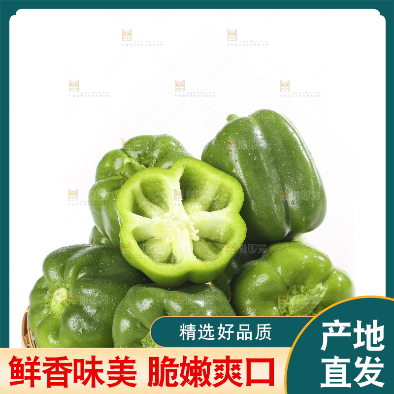 白底上的青圆椒