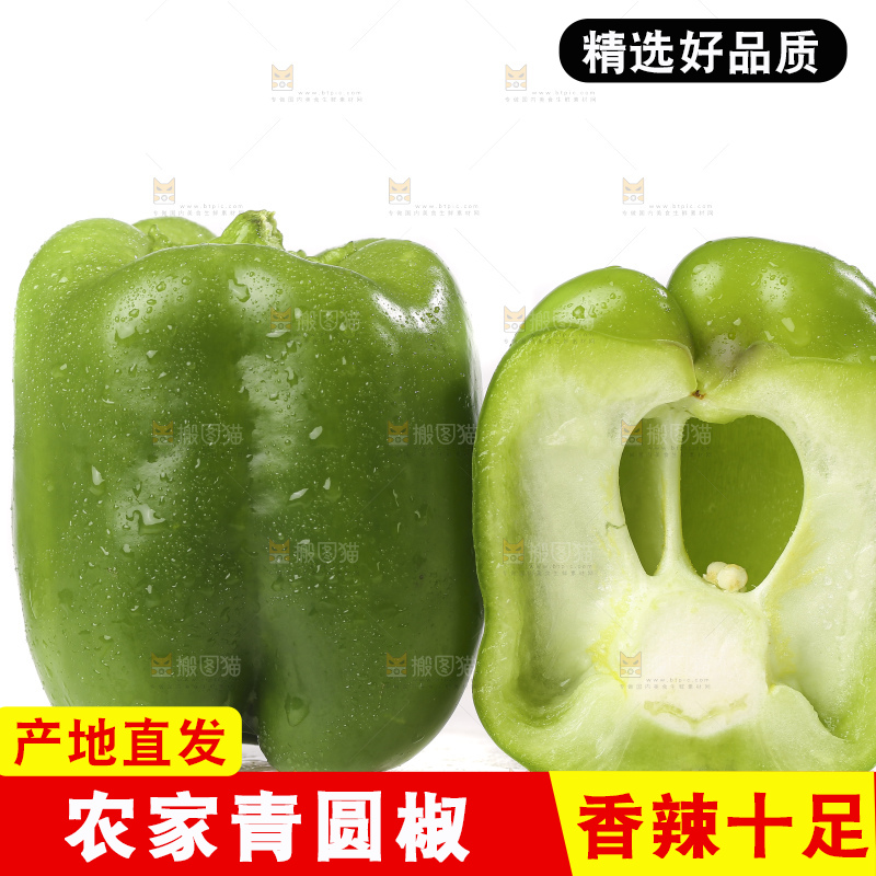 白底上的青圆椒