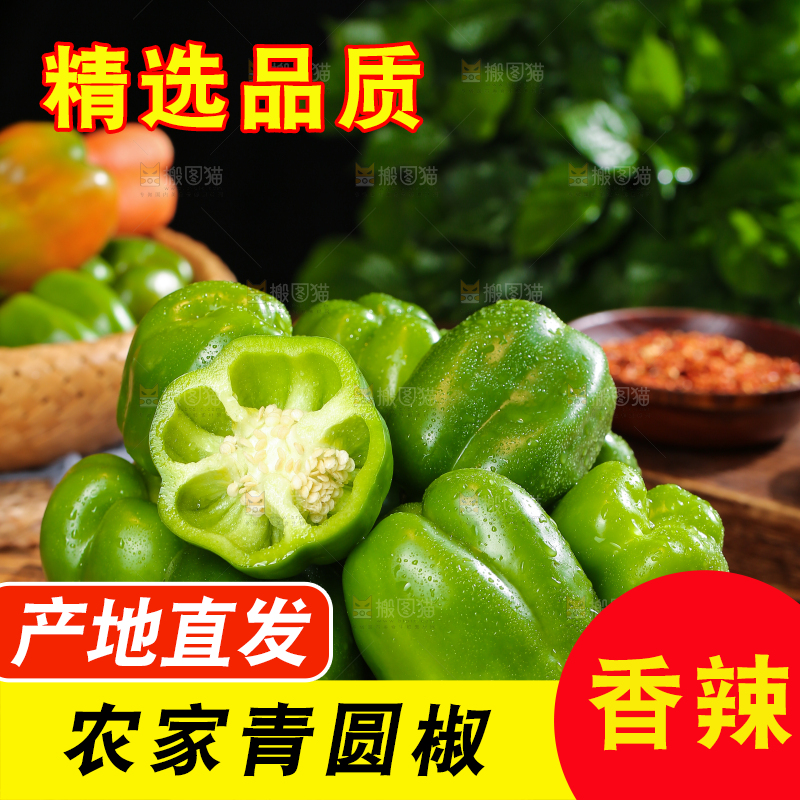 木底上的圆青椒