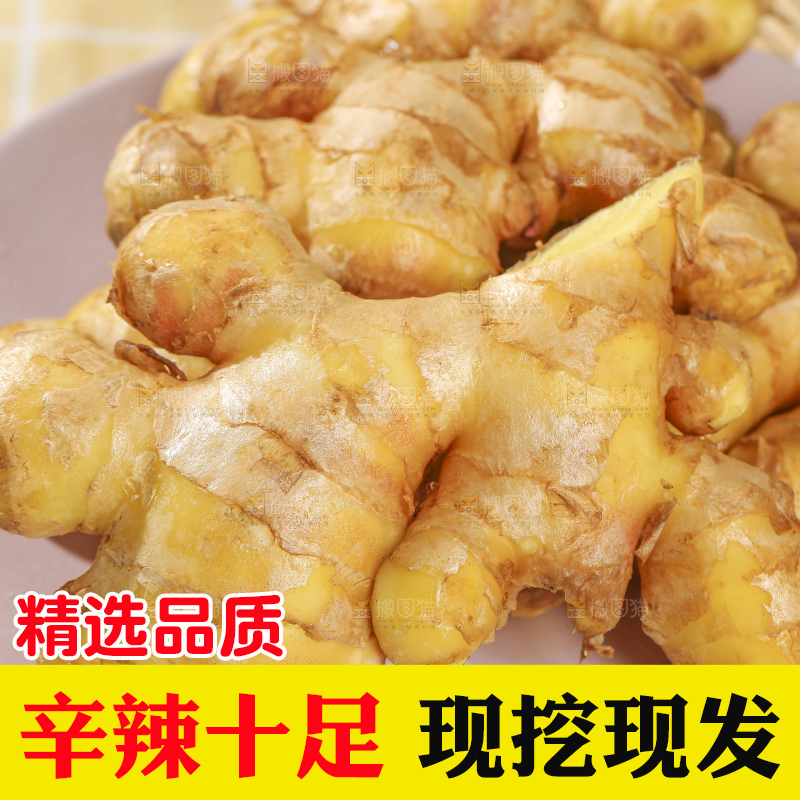 浅底上的新鲜生姜