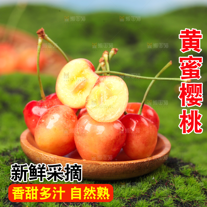 草地上的黄蜜樱桃