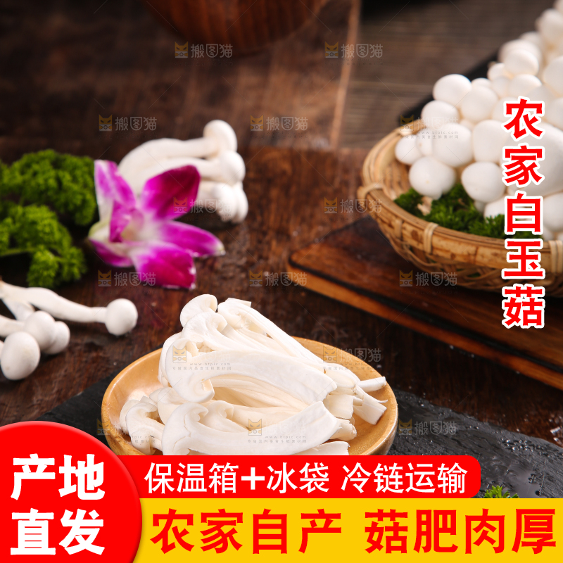 深底上的白玉菇