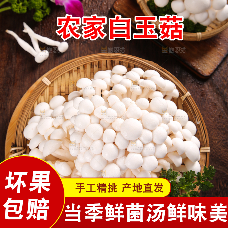 深底上的白玉菇