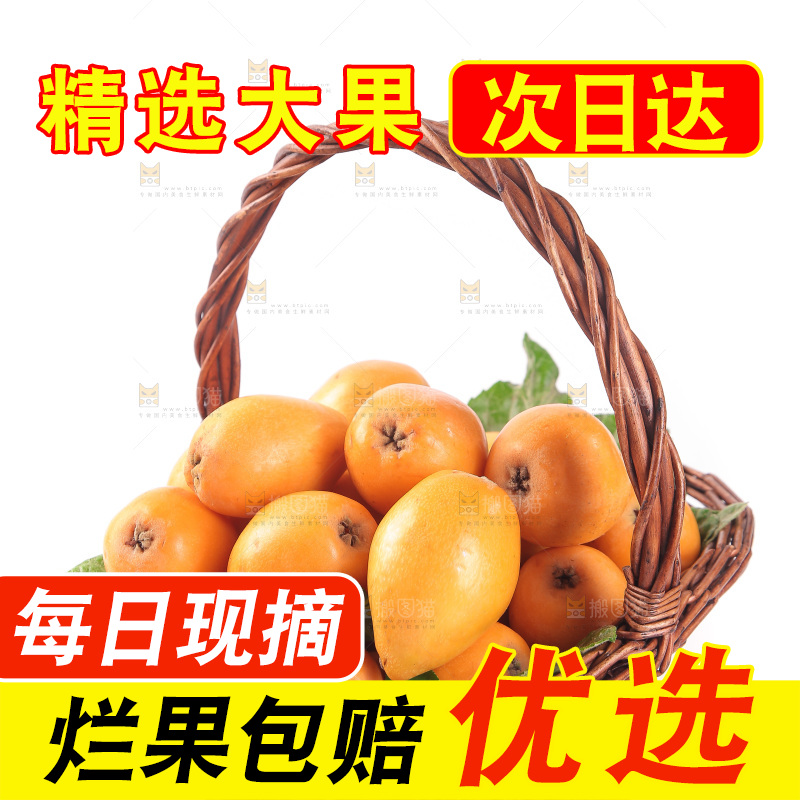 白底上放着一篮五星枇杷