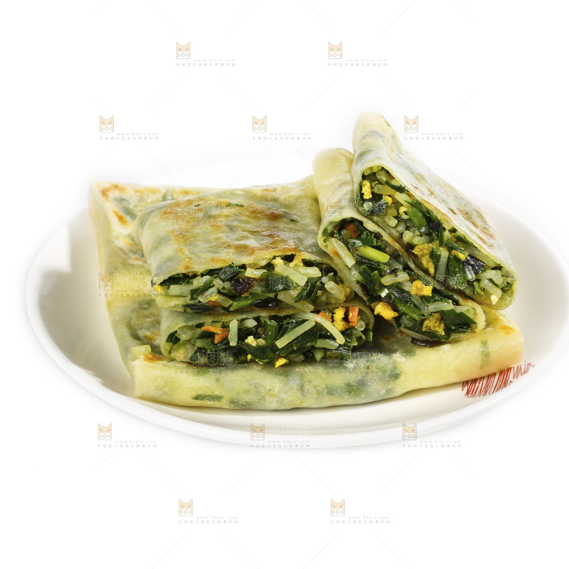 白底上的韭菜盒子