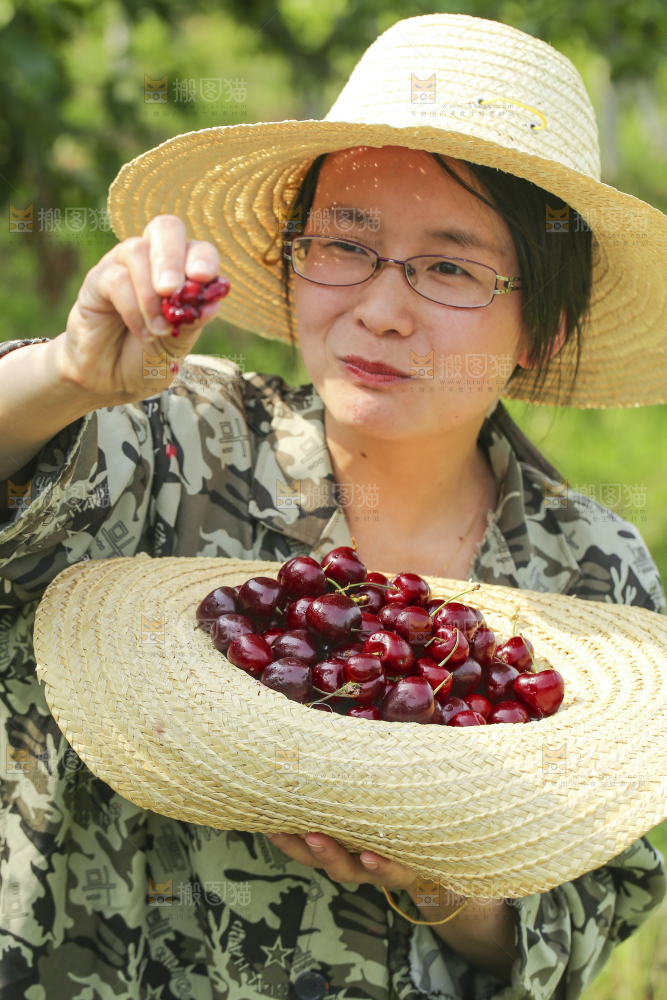 手里拿着新鲜车厘子
