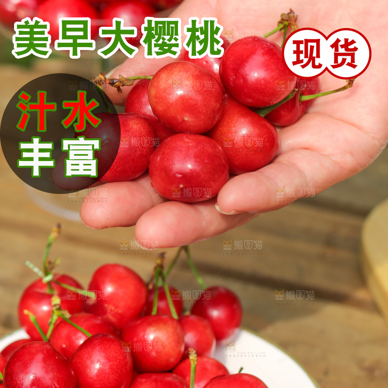 手里拿着新鲜大樱桃