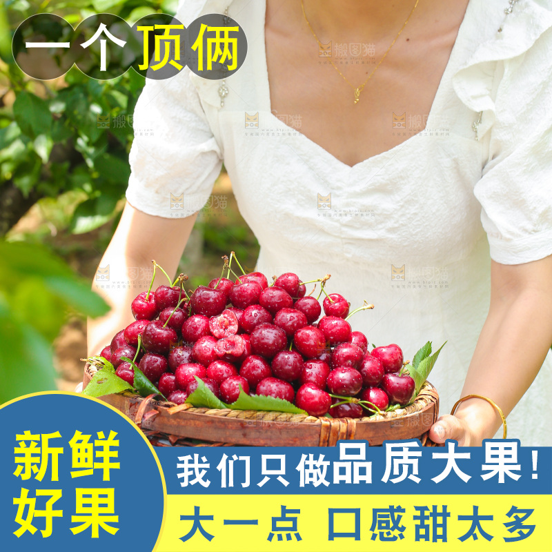 手里拿着新鲜大樱桃
