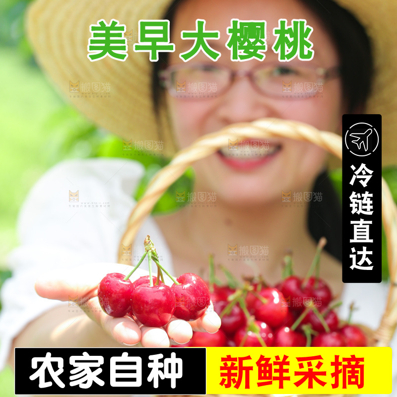 手里拿着新鲜大樱桃