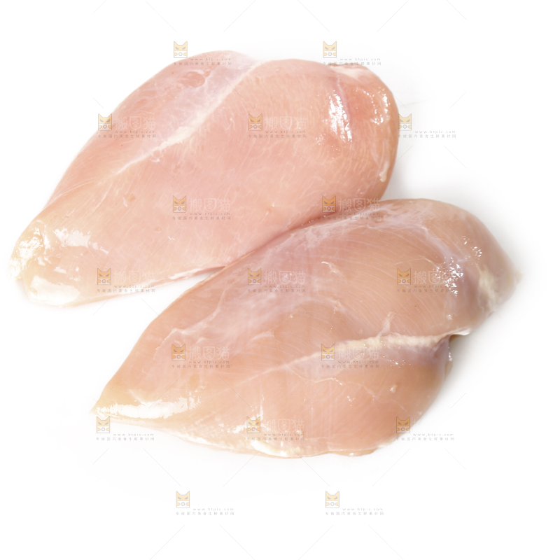 白底上的鸡胸肉
