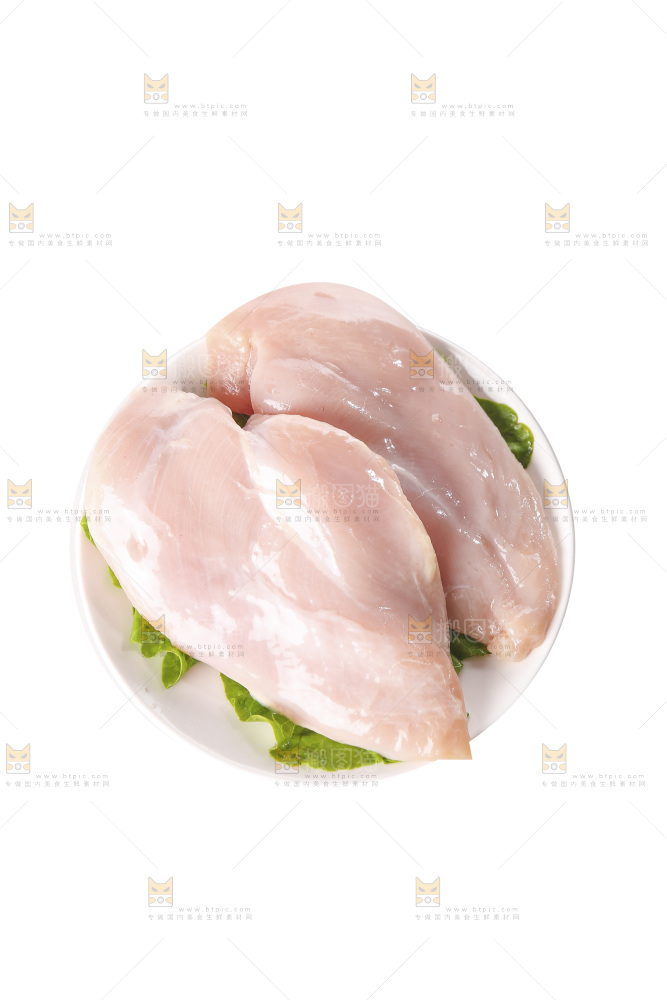 白底上的鸡胸肉