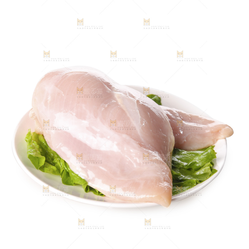 白底上的鸡胸肉