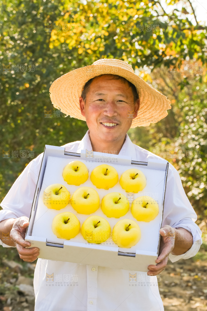 手里拿着黄元帅苹果